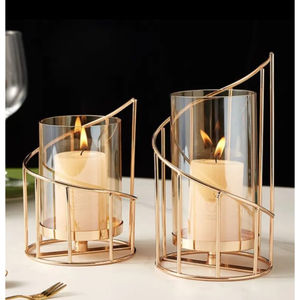 Support de bougie spirale de luxe doré, style nordique géométrique, fait main, écologique, décoration d'intérieur, centre de table artistique et asymétrique - Product Image 2