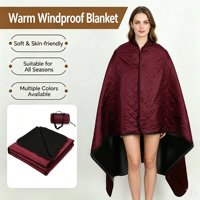 Manta térmica extragrande impermeable de forro polar grueso para camping y pícnic al aire libre con capucha, ideal para invierno.