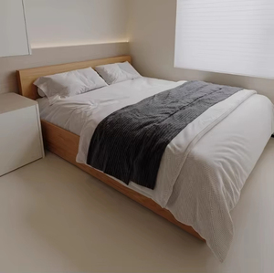 Cama Moderna de Madera Maciza de Roble, de Perfil Bajo, con Almacenamiento, Ecológica, Multifuncional, para Espacios Pequeños (Queen/King) - Product Image 3