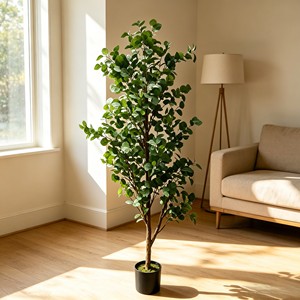 Luxury Real Wood Stem <b>Artificial</b> Eucalyptus Plant in White Pot Permanent Botanicals Greenery for Farmhouse Office Desk Aest - Product Image 5