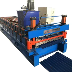 Color Steel Galvanized Metal Aluminum Glazed Trapezoidal Sheet Roof Tile Wall Panel Double Layer Roll Forming Machine