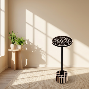 High Quality Modern Design Bone Inlay Round End <b>Table</b> Handmade Drum Side <b>Stool</b> Coffee <b>Table</b> Elegant Bone Inlay Round Side <b>Table</b> - Product Image 1