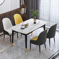 Ensemble de table à manger moderne 4 pièces en vente chaude, plateau en verre et 4 chaises, meubles complets pour la salle à manger de la cuisine pour la maison