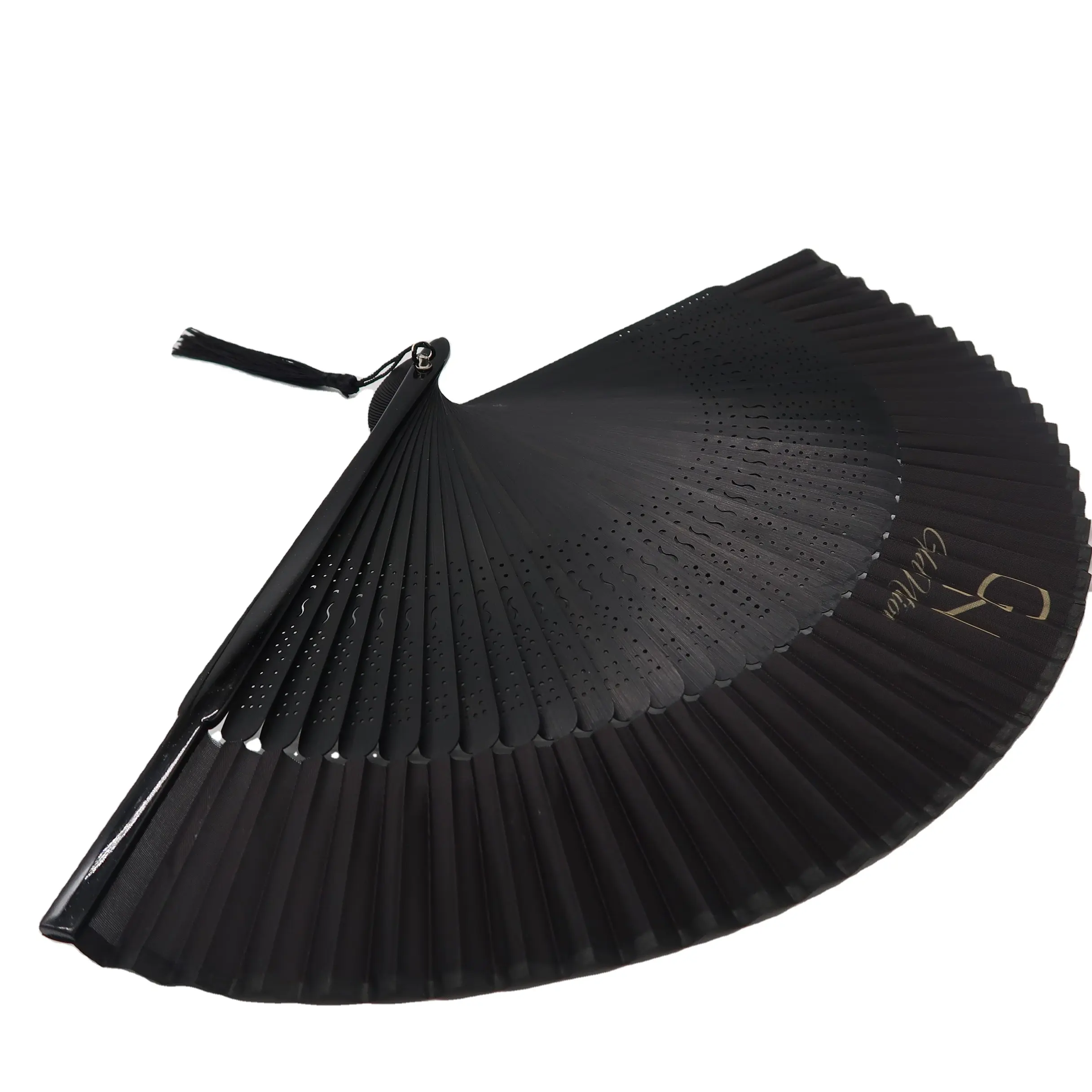 One Piece of Chinese Folding Fan Handicraft of Chinese Style Pure Black Fan Series