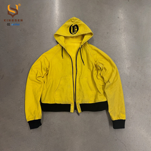 Hoodie court zippé pour homme en coton épais 450 g/m², coupe ample, style streetwear, avec broderie personnalisée et délavage vintage - Product Image 1
