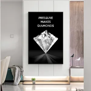 Pintura en lienzo de arte para decoración del hogar, póster moderno en negro con impresión de presión de diamantes, imagen artística de pared para sala de estar