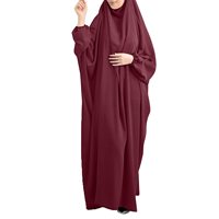 Robe Abaya unie pour femmes, grande taille, robe de prière musulmane une pièce, maxi kaftan islamique avec hijab, robe longue de Dubaï