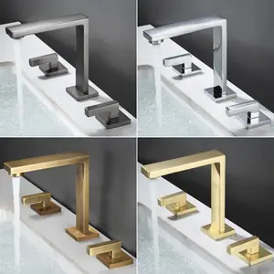 3 Hole Antique Brass Bathroom Basin Mixer On The Table Faucet for Basin Tap