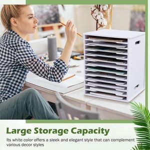 Office Organizer Multi Layer Storage A3 A4 File Rack Desktop Document Holder Adjustable Dividers Study <b>Desk</b> Storage - Product Image 4