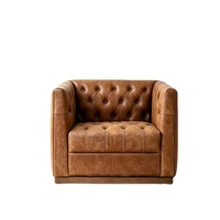 Fauteuil contemporain en cuir véritable, chaise d'appoint confortable, chaise de lecture, chaise de salon, chaise Chesterfield