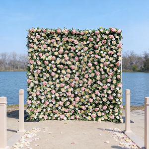 Cortina de Pared de Rosas Artificiales Realistas de Seda con Tela Impermeable para Decoración de Bodas - Tamaño Personalizable - Product Image 1