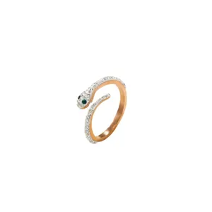 Simple fashion stainless steel full diamond small snake ring Women's Light luxury index finger ring jewelry