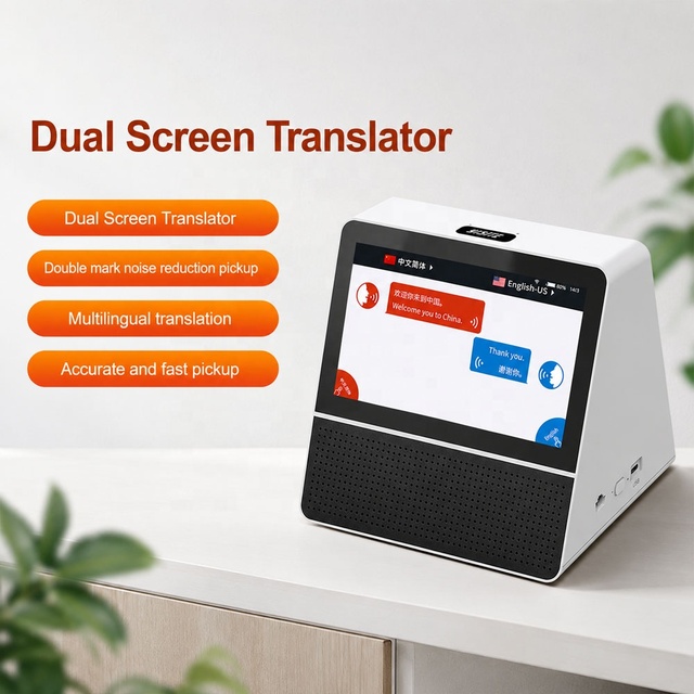 Factory Custom Nameplate OEM Dual Screen Desktop Translator 10.1 Inch 121 Languages Face to Face Business Translation Machine
