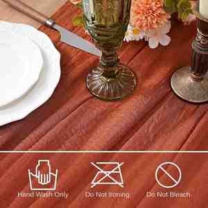 1 pièce Chemin de table en gaze de toile de jute terracotta style bohème, 10 pieds (120 pouces) de long, voile rustique, lavable en machine, pour la maison et les fêtes, en polyester - Product Image 4