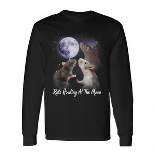 T-shirt à manches longues avec motif graphique Rats Howling At The Moon, taille adulte unisexe - Product Image 2
