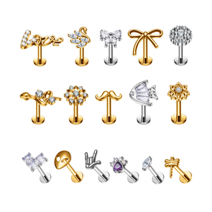 F136 Titan 16G xuyên tai mũi đinh tán flatback Bông tai thời trang labret môi <span class=keywords><strong>tragus</strong></span> Helix sụn cơ thể pierc đồ trang sức - Product Image 1