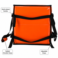 Sac isotherme imperméable orange avec fermeture éclair étanche, anneaux en D, poignée rembourrée, chargement par le haut, doublure en feuille d'aluminium, sac de livraison alimentaire