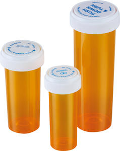 Flacons ronds en plastique ambré pour médicaments, résistants aux enfants, en PP/PC, avec bouchon réversible, impression sérigraphique, pour emballage de pilules et liquides - Product Image 5