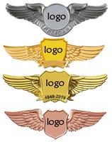Badge d'aile avec logo personnalisé, magnifique épingle en émail doux, en or, 50 pièces