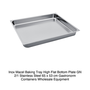 Plateau de four GN 2/1 en acier inoxydable 65 × 53 × 6,5 h cm, 2965 g, base plate Inox Inox Macel - Product Image 2