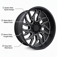 Rines de Aleación de Aluminio Forjado de 8 Birlos, 25 mm ET, Diseño Cóncavo, Borde Plateado Mecanizado, para Camionetas Chevy Silverado F250, Nuevos