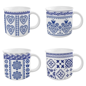 แก้วเซรามิกสีน้ำเงินสไตล์เรโทรแบบกำหนดเอง แก้วพอร์ซเลนทนทานสำหรับใช้ในชีวิตประจำวันและเป็นของขวัญทางธุรกิจ รุ่นใหม่ - Product Image 5