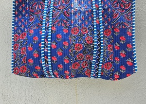 Sac fourre-tout en coton bleu et rouge de qualité supérieure, sac à main matelassé à motifs imprimés, réutilisable pour un usage quotidien féminin, excellent rapport qualité-prix - Product Image 3