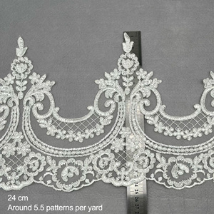 Váy Cô Dâu Thanh Lịch Bán Sỉ Viền Ren Thêu Màu Trắng Viền Trang Trí Vải Tuyn Hình Sò Điệp - Product Image 4