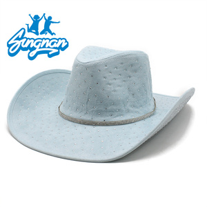 Chapeau de <span class=keywords><strong>cowboy</strong></span> unisexe en feutre de diamant scintillant Rhinestone rose chapeau de cowgirl pour hommes femmes pour les fêtes sportives Costumes de voyage - Product Image 3