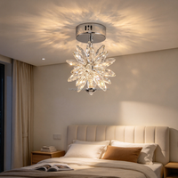 Plafonnier design floral en cristal K9 chromé, éclairage décoratif pour villa, hôtel, couloir, entrée