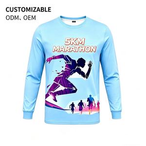 Camiseta de running personalizada barata con logo para maratón, publicidad, impresión 3D, poliéster, sublimación, camisetas en blanco. - Product Image 1