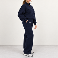 Ensemble de survêtement décontracté deux pièces pour femme : sweat-shirt oversize à quart de zip et pantalon de survêtement large – Fabricant OEM