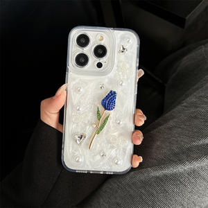 Lujo Rhinestone Bling <span class=keywords><strong>amor</strong></span> perla 3D rosa a prueba de golpes funda de teléfono móvil para IPhone 7 a 16 Pro Max - Product Image 4