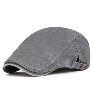 Washed Denim Flat Cap Unisex Solid Color Breathable Sunshade Four Seasons Ivy Hat - Product Image 2