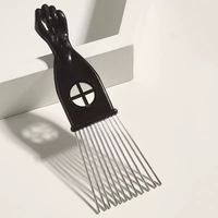 Peigne de coiffure classique avec aiguille en acier inoxydable en métal noir idéal pour la perruque afro africaine bouclée tresse démêlant peigne de levage