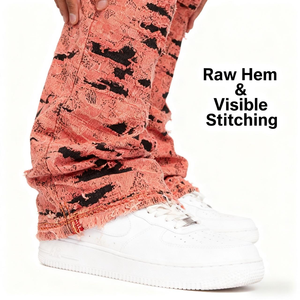 Jeans Gotici Rossi e Neri da Uomo AeeDenim, Gamba Dritta con Sovrapposizioni, Stile Grunge Streetwear, Denim Distressed Punk, Logo Personalizzato - Product Image 6