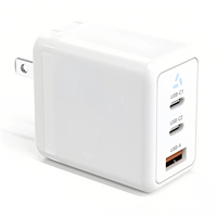 Pengisi Daya Dinding GaN 65W Colokan AS 2 Tipe C 1 USB a Pengisi Daya Cepat PD Bersertifikasi ETL untuk Laptop, Ponsel, Tablet, Switch