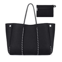 Tas Tote Neoprena Berlubang Tas Pantai Besar dengan Kantong untuk Liburan Tas Bahu Travel Neoprena Ringan untuk Wanita