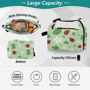 Hawaii Tropical Custom Lucky Ladybug Clover Lunch Bag Warm Cooler Bag - Product Image 5