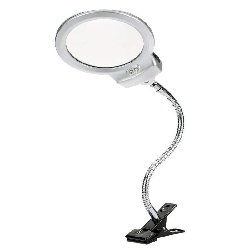 Table Top Magnifier With Light,Desk Lamp Lighted Magnifying Glass With Led Light Clamp