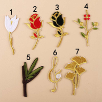Patchs brodés thermocollants motif feuille florale et clé de sol, appliques décoratives brodées pour la décoration de vêtements