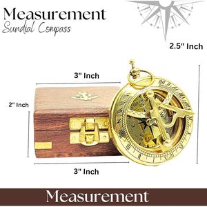 Boussole solaire décorative en laiton, artisanat métallique rond, accessoire de bureau au design traditionnel, cadeau polyvalent pour mariage avec boîte - Product Image 2