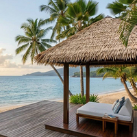 Toiture en chaume synthétique résistant aux UV pour la décoration de bars de plage et la réalisation de toitures réalistes en feuilles de palmier