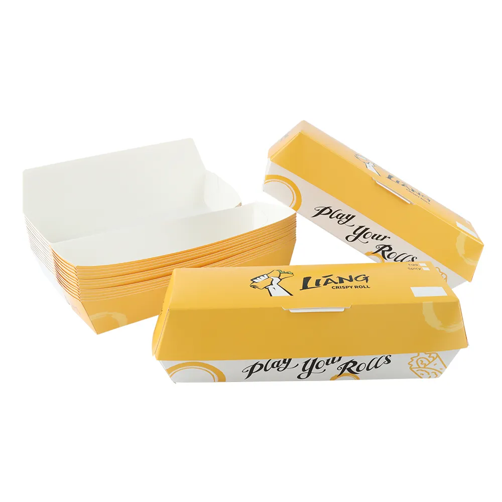 Embalagem de papelão para sanduiche de papelão para viagem, caixa de papelão rígido para cachorro-quente personalizado OEM