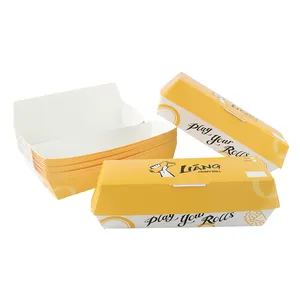 OEM 사용자 정의 핫도그 트레이 단단한 종이 보드 테이크 아웃 식품 용기 상자 종이 판지 샌드위치 포장 사용자 정의