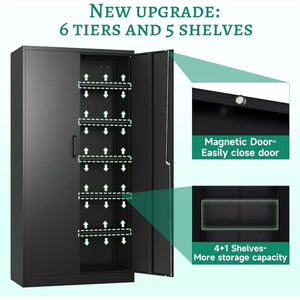 Armoire <span class=keywords><strong>de</strong></span> <span class=keywords><strong>rangement</strong></span> <span class=keywords><strong>de</strong></span> <span class=keywords><strong>garage</strong></span> en métal avec serrure, <span class=keywords><strong>casier</strong></span> en acier <span class=keywords><strong>de</strong></span> 72 pouces <span class=keywords><strong>de</strong></span> haut avec 5 étagères réglables pour le bureau, la maison et l'entrepôt - Product Image 5