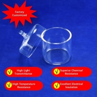 Gobelet en quartz fondu SiO2 de haute pureté avec couvercle anti-poussière, résistant à la chaleur et aux acides, pour laboratoire, taille et capacité personnalisables
