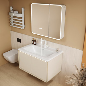 New bathroom cabinet honeycomb aluminum combined integrated ceramic basin washbasin smart <b>mirror</b> cabinet - Product Image 2