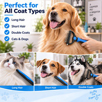Ensemble de 2 outils de toilettage pour animaux de compagnie : Râteau pour sous-四rêches et peigne de finition, lames à crochet en acier inoxydable pour démêler et éliminer les poils morts chez les chiens et les chats