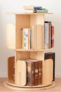 Libreria girevole moderna a 1-5-Tier in legno massello con 360 a torre girevole per casa ufficio o soggiorno camera da letto mobili - Product Image 3
